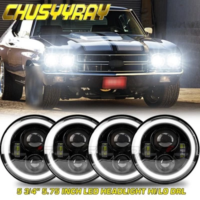 Faros LED 4 piezas 5-3/4 5,75" alto/bajo con DRL para Chevrolet Chevelle 1964-1970 Foto 1 de 4