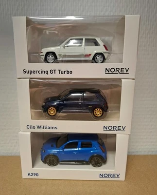 Lotto 3 Renault Clio Williams, Supercinq GT Turbo, Alpine A290 1/43 Norev Nuovo - Immagine 1 di 4