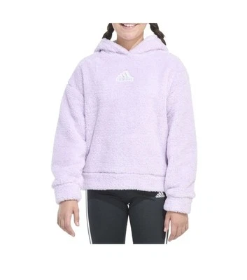 Nwt Adidas Girls Cozy Lavender Furry Sherpa Hoodie Sz L $45 - Image 1 of 4
