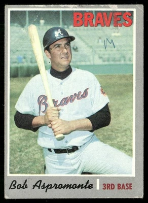 1970 Topps Bob Aspromonte (arruga/tinta en el frente) Atlanta Braves #529 Foto 1 de 2