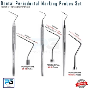 Sondas dentales periodontales marca codificada por colores UNC-15, WHO, Williams restauradora - Imagen 1 de 8