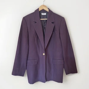 Vtg Talbots Wool Blazer plum lined sz XXL gold buttons preppy old money academia - Bild 1 von 18