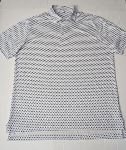 Camisa Polo Peter Millar Para Hombre L Blanca Calavera Geométrica Verano Comodidad - Imagen 1 de 8