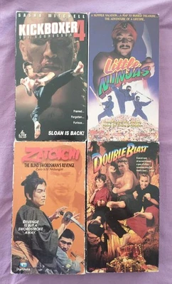 4 Martial Arts Vhs Lot. Zatoichi, Kickboxer 4, Double Blast & Little Ninjas - Image 1 of 4