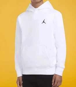 $50 NWT Nike Jordan Kid's Brooklyn Fleece Pullover Hoodie White Size Small - Picture 1 of 5