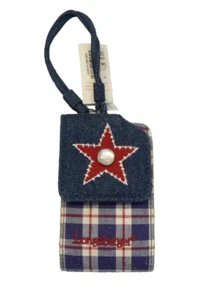 LONGABERGER HOMESTEAD KARIERTE KLEINE HANDYHÜLLE HALTER MIT CLIP Blau & Rot - Bild 1 von 2