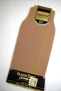 Vintage Socks Esquire 50s Nylon Stretch Socks Size 10-13 One Pair New on Card - Picture 1 of 4