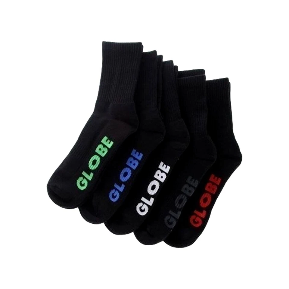 PACK DE 5 CALCETINES GLOBE NIÑOS TALLA 2-8 STEALTH CREW NEGRO SKATEBOARD SURF Foto 1 de 1