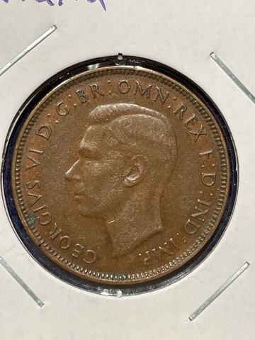 1942 (m) Half Penny Coin from Australia, key date, low mintage, mid-grade, XF Cover