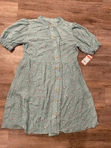 Girls Ocean Green Floral Dress - Cat & Jack S 6/7 - Picture 1 of 2