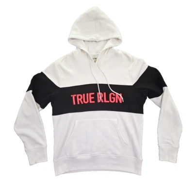 True Religion Men's Pullover Colorblock Hoodie Sweatshirt White Black 103140 LG - Image 1 of 4