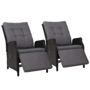 Gardeon 2PC Recliner Chairs Sun lounge Wicker Lounger Outdoor Furniture Adjustab - Picture 1 of 12