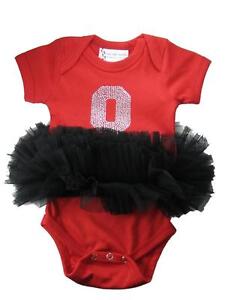 Ohio State Buckeyes Red Tutu Rhinestone Newborn Infant Baby Creeper Gift