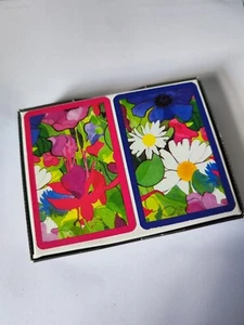 Piatnik Supreme Double Pack Playing Cards Floral Drawing Design -Used And Counte - Picture 1 of 4