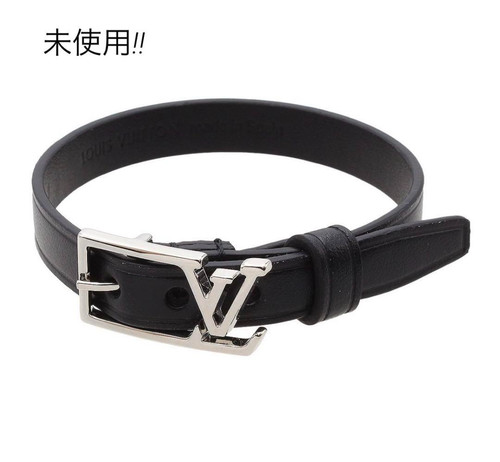 LOUIS VUITTON（LV） Louis Vuitton LV Skyline Bracciale Pelle Nero Argento Lusso Mai