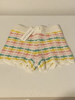 Janie & Jack Girls Crochet Shorts Size 3 Years Striped Pastel Colors - Image 1 of 4