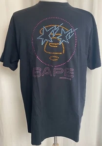 Vintage A Bathing Ape Bape Swarovski Crystal Baby Milo Mens XL T-Shirt Rare Item - Picture 1 of 12