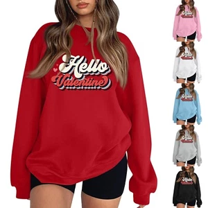 Women's Color Long Sleeve Oversize Pullover Printed Casual O-Neck Sweatshirts - Picture 1 of 30
