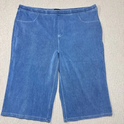 Susan Graver Wide Leg Denim Capri Jeggings Jeans 24W Pull On Elastic Waist Crop - Image 1 of 4