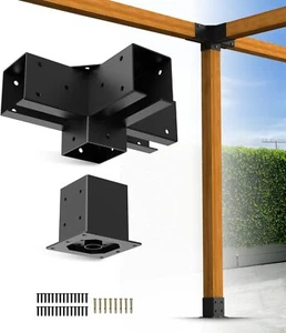 4PACK 4''x4'' Pergola Bracket Kit inner 3.6x3.6 4-Way Woodworks DIY Post - Picture 1 of 19