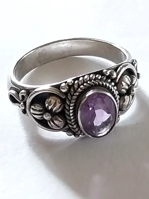 ANILLO ESTERLINA SUARTI of BALI AMATISTA Facetada Trenzado Cónico Talla 8 ~ NUEVO 6 gm Foto 1 de 4