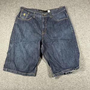 Vintage Y2K Rocawear Baggy Jorts Jean shorts Mens 38 Dark Wash Denim 14" Inseam - Picture 1 of 10