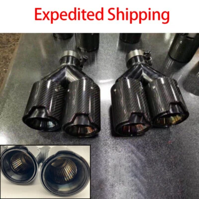 Silenciador de boquilla de tubos de escape de fibra de carbono de doble punta de extremo para BMW 2,5"" 63 mm Foto 1 de 4