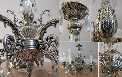 VINTAGE chandelier 1966 DESIGNART OF CALIFORNIA USA 6 arm 46 CRYSTAL PRISMS! Cover