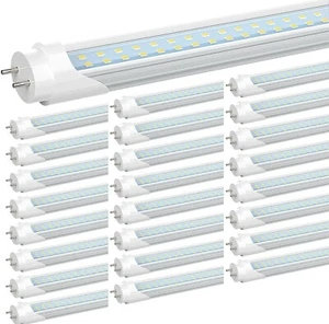 JESLED 25-Pack T8/T10/T12, 4 foot LED Tube Light, 24W Dual-Row LED 5000K, 3000Lu - Picture 1 of 6