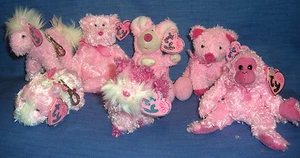  W-F-L TY Beanie Pinkys Schlüsselanhänger Auswahl Pferd Affe Maus pink - Picture 1 of 10