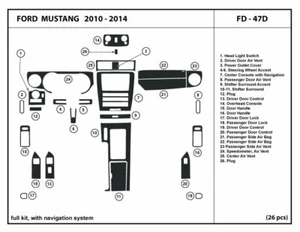 Dash Trim Kit for Ford Mustang 10 -14 with navigation interior Real Carbon Fiber - Picture 1 of 5
