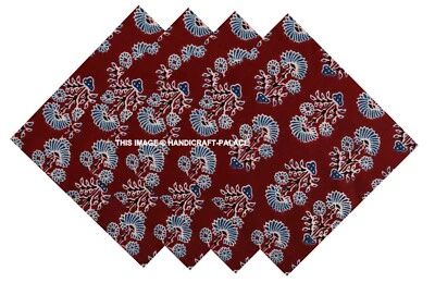 Cotton Dinner Napkins Hand Block Printed Kitchen Table Cloth Reusable Napkins HP - Image 1 of 3