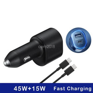 For Samsung Galaxy 45W Dual Port Car Charger Fast Charging Adapter USB-C Cable - Picture 1 of 6