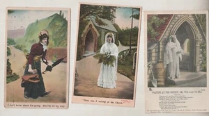 Music Hall Songs 3x Comic Post Cards Men In Drag - Picture 1 of 1
