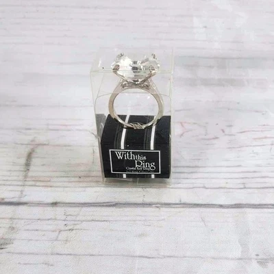 Kate Aspen 'With This Ring' Crystal Key Ring - Silver Tone Novelty Favor Gift - Image 1 of 4