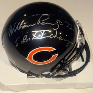 Mini casco William Perry firmato Chicago BEARS VS4 nero certificato di autenticità con SB Insc - Foto 1 di 6