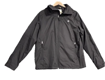Timberland Impermeable Para Mujer’s M Negro Bolsillos con Capucha Forro de Malla Logo Gorpcore Foto 1 de 4