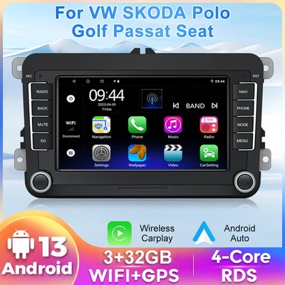 7IN Android 13 Autoradio BT GPS Carplay Radio 32GB Für VW GOLF 5-6/Passat Skoda - Bild 1 von 4