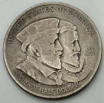 1924 Huguenot Commemorative Half Dollar Silver Coin X-572 - Image 1 of 2