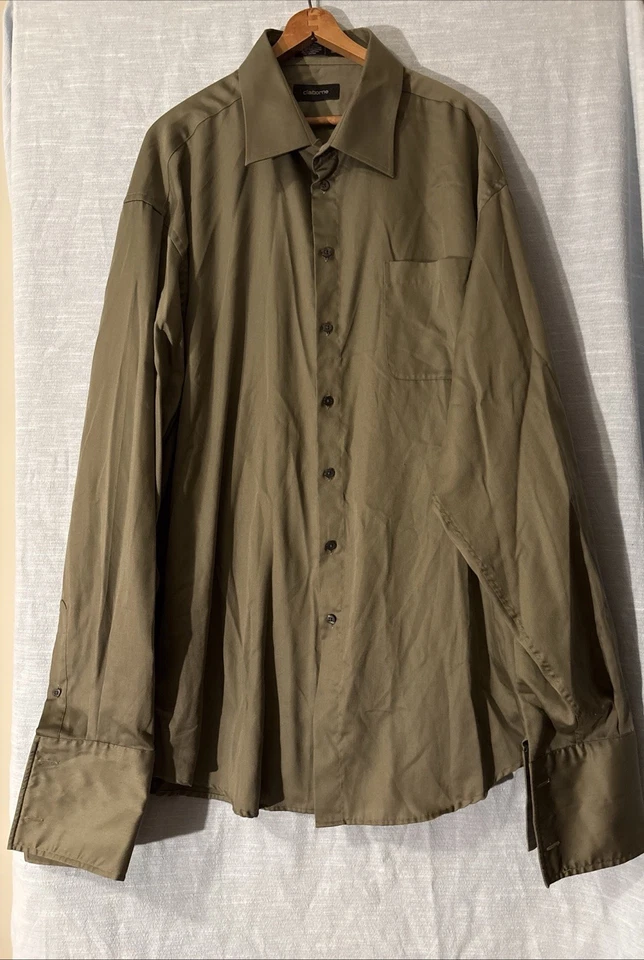 Claiborne Men’s Dress Shirt Gray Long Sleeve French Cuff Sz 19 (38/39) NWOT - Image 1 of 4