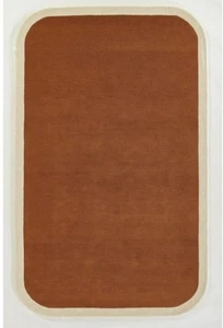 Hand Tufted Solid Rust Area Rug with Cream Border, Modern Minimalist Rectangular - Picture 1 of 3