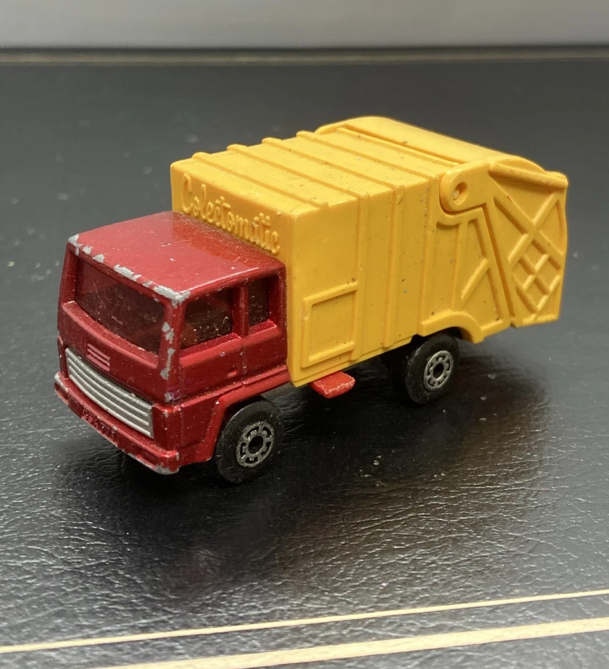 Matchbox Superfast #36 Garbage REFUSE TRUCK metallic red & yellow diecast - Image 1 of 4
