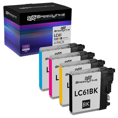 Compatible LC61 Set of 4 Ink Cartridges for Brother LC61BK LC61C, LC61M, & LC61Y - Image 1 of 4