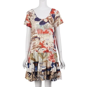JAMS WORLD Women Hattie Dress Size S Passport Print Aloha Hawaii Crinkle Rayon - Picture 1 of 12