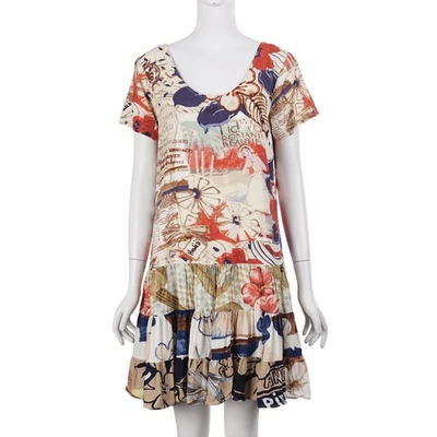 JAMS WORLD Women Hattie Dress Size S Passport Print Aloha Hawaii Crinkle Rayon - Image 1 of 4
