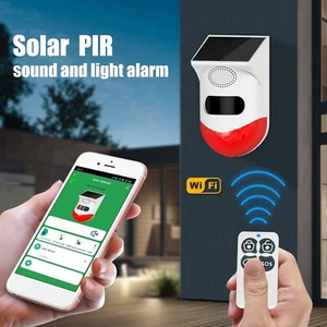 WiFi Seguridad Exterior Sonido Detector Alarma Sensor Jardín Solar Infrarrojo Sirena - Imagen 1 de 11