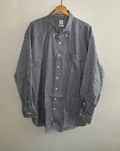 Peter Millar Long Sleeve Button Shirt Men Blue Plaid 100 % Cotton XXL B3 - Picture 1 of 5