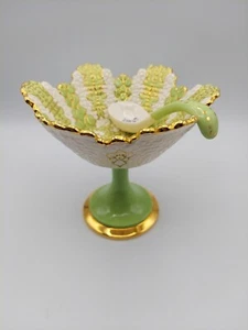 Beautiful Vintage Porcelain Gold Trim Compote/Relish Dish Hand Painted - Picture 1 of 4