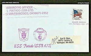 USS PINTADO SSN 672 A STURGEON CLASS ATTACK SUBMARINE SHIP CANX COVER FROM 1992