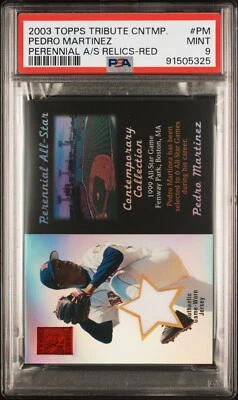 2003 TOPPS TRIBUTE CONTEMPORARY RED REFRACTOR PEDRO MARTINEZ #01/50 PSA 9 MINT - Image 1 of 2